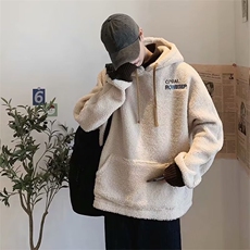 8806-P40羊羔毛连帽卫衣男女秋冬季加厚，男装卫衣，电商B323A