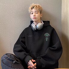 350g美式复古十字架翅膀印花连帽卫衣宽松潮牌外套5188-P43网络图，女装卫衣/绒衫，电商B245