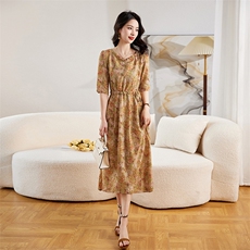现货！2023新款连衣裙女装夏季碎花高端奢华收腰裙子雅佳俏521#，女装连衣裙，雅佳俏