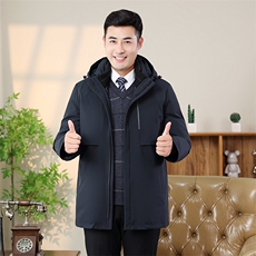 跑量大货秋冬鹅绒中老年连帽羽绒服保暖纯色加厚318-p280，男装羽绒服，星座1602B（原101B-1）