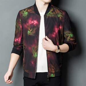 休闲百搭新款夹克外套秋时尚印花潮流中青年上衣ASD98013-P160，男装夹克，电商B212（原钱塘6029）