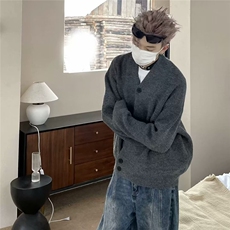 新中式斜门襟针织衫道袍毛衣男秋季慵懒高级感老钱风穿搭开衫外套，男装针织衫/毛衣，星座218-1（原230）