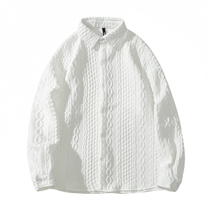 特批38无差价2025春巴洛克麻花衬衫男港风大码长袖衬衣外套C22855图片
