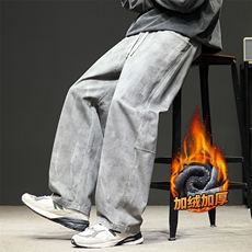 美式潮牌工装裤男2025冬季新款加厚弯刀休闲裤Z2588-P55/加绒P65，男装工装外套，星座509