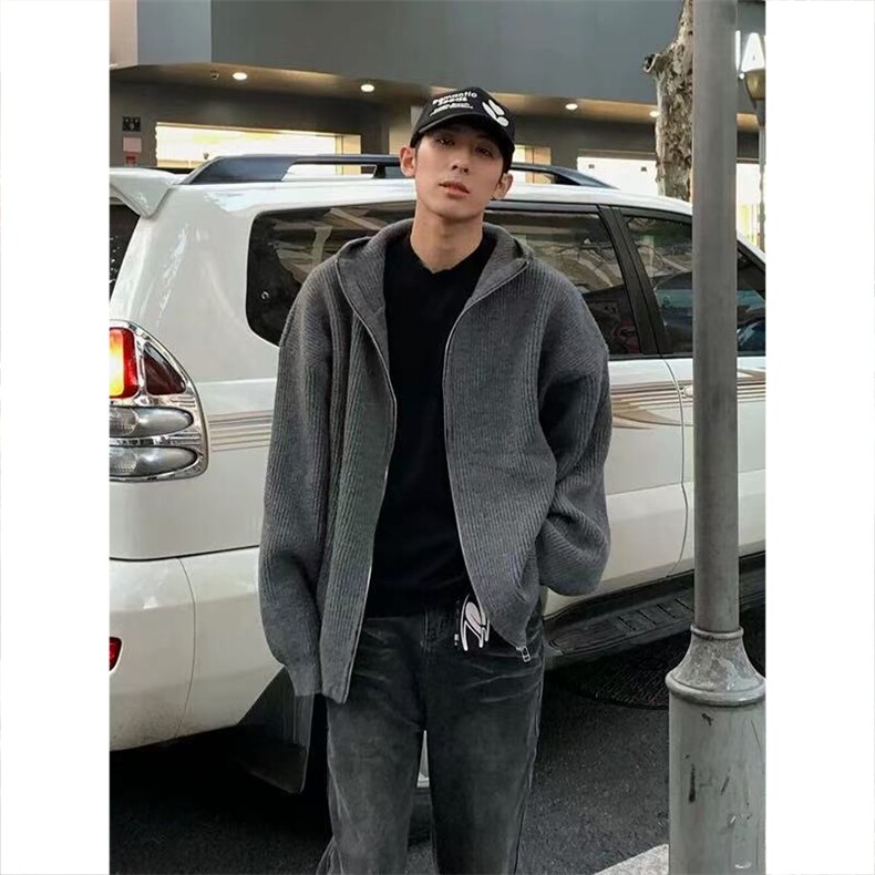 网图有货 美式高街针织毛衣拉链连帽开衫男女宽松外套 A975-P55图片