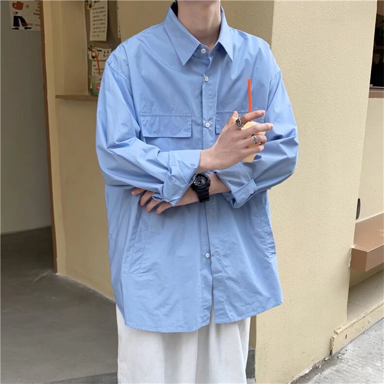 长袖衬衫春款男港风潮流C2001P34,男装衬衫,星座1116-2
