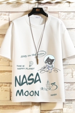 TK28187-P25NASA春夏季七分袖t恤男大码五分袖男短袖中袖砖墙，男装T恤，电商A040A
