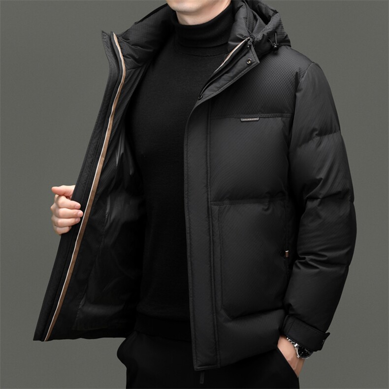 男装面包羽绒服YR8830新品主推90绒子印花拼提花格面料实体品质,男装羽绒服,钱塘207-1