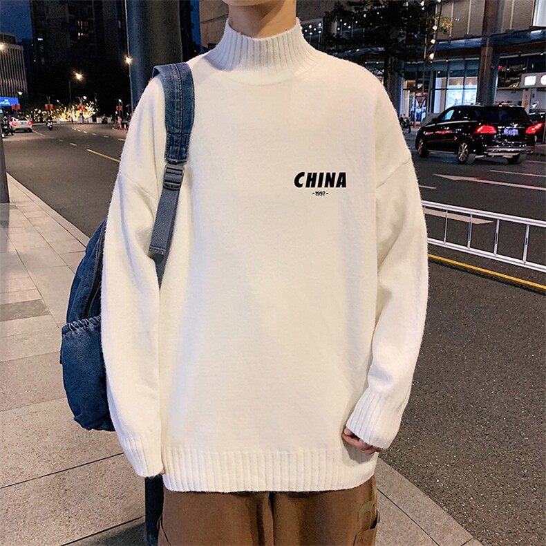 M18248-P45 加绒款-P65半高领毛衣男士大码针织衫男毛线衣男图片