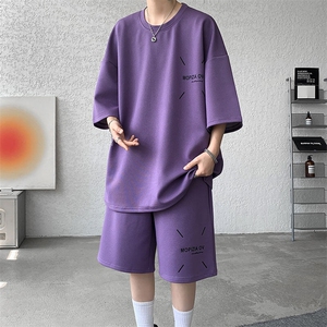 套装男夏季新款港风宽松短袖短裤一套运动装TZ911-P45图片