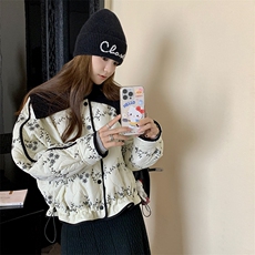 现货撞色毛线娃娃领刺绣轻薄棉服2C159-7683-P165-K248，女装棉衣/棉服，2C159