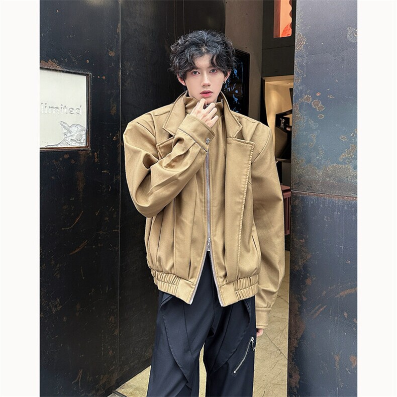 25春季姜黄假两件设计感夹克外套JK76-P128,男装夹克,电商B288