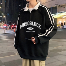 G010加绒P50美式半高领外套oversize立领半拉链卫衣加绒加厚，男装卫衣，星座304A-1