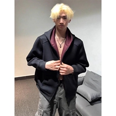 重磅高品质硬挺boxy26春装美式高街结构撞色拼接连帽卫衣开衫外套，女装短外套，电商A486