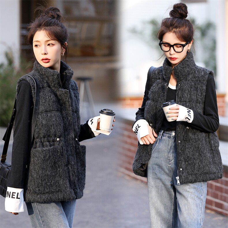 绵羊毛90白鸭绒羽绒服马甲女2025冬季新款韩版时尚气质保暖小外套,女装羽绒服,意芙