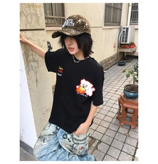 万针全刺绣工艺抖音得物高品质260克重磅纯棉双纱美式高街短袖T恤，男装T恤，电商A486-1