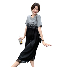 现货高级感懒拥风宽松蕾丝拼接T恤连衣裙2951P110K168，女装连衣裙，2C029