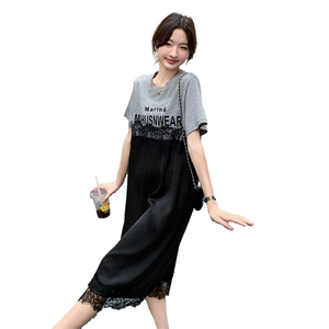 现货   高级感懒拥风宽松蕾丝拼接T恤连衣裙2951P110K168图片