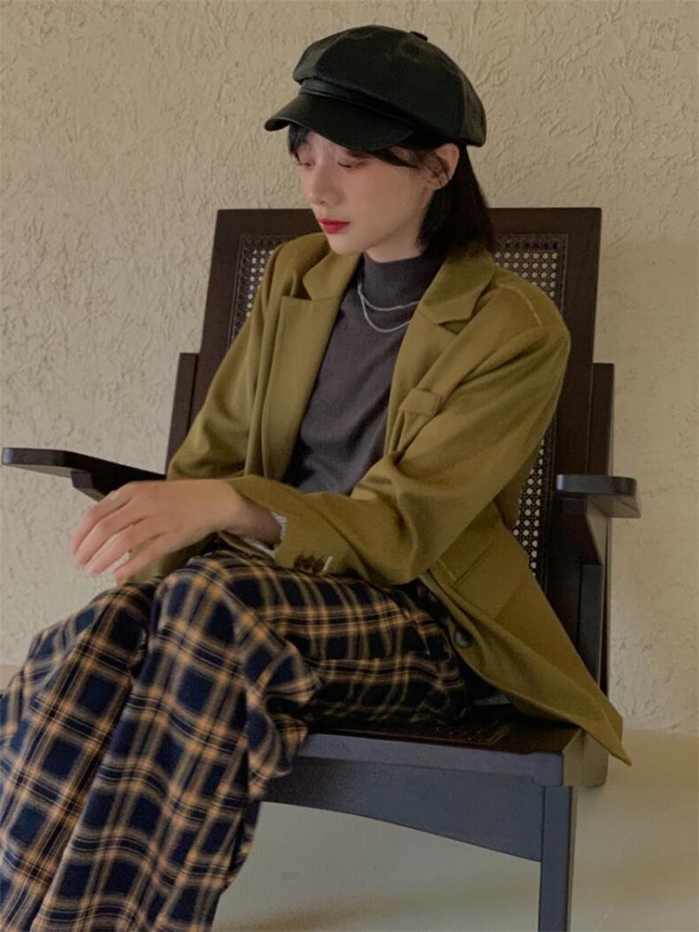 秋季新品—芥末绿西装，颜色吼吼看，女装西装，吾十有五