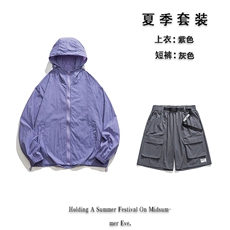 夏日户外UPF50+防晒衣潮流短裤情侣款套装FSY3203+K2332-P80，男装休闲套装，电商A128