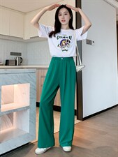 短袖套装女2022夏季新款印花T恤透气宽松简约气质西装长裤白搭，女装套装/套裙，梦懿尔