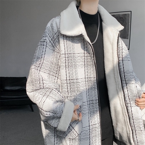 M-8XL格子羊羔毛棉服冬季大码小香风加绒外套加厚棉衣MF7001/P138图片