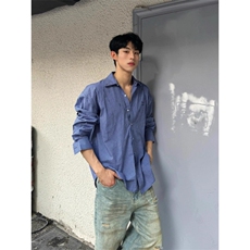 美式夏季长袖衬衫男士高级氛围感cleanfit防晒格子外套男，男装防晒衣，星座506A