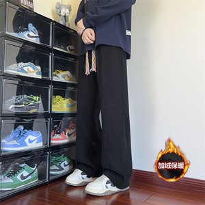 麦穗纹休闲裤男潮流直筒加绒加厚裤子 K2584加绒P40控68图片
