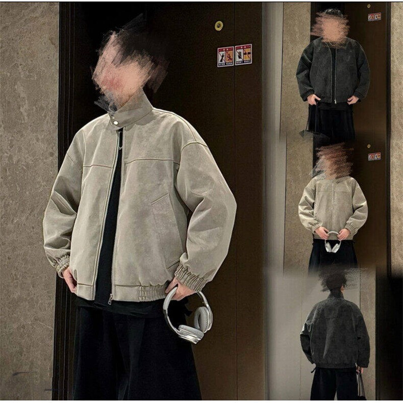现货网图慎用黑色皮夹克扎染皮衣外套JK313P60,男装夹克,星座1904A