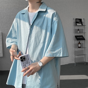 8XL-M亚麻短袖衬衫男夏薄款宽松休闲百搭大码半袖衬衣DC28002P50图片