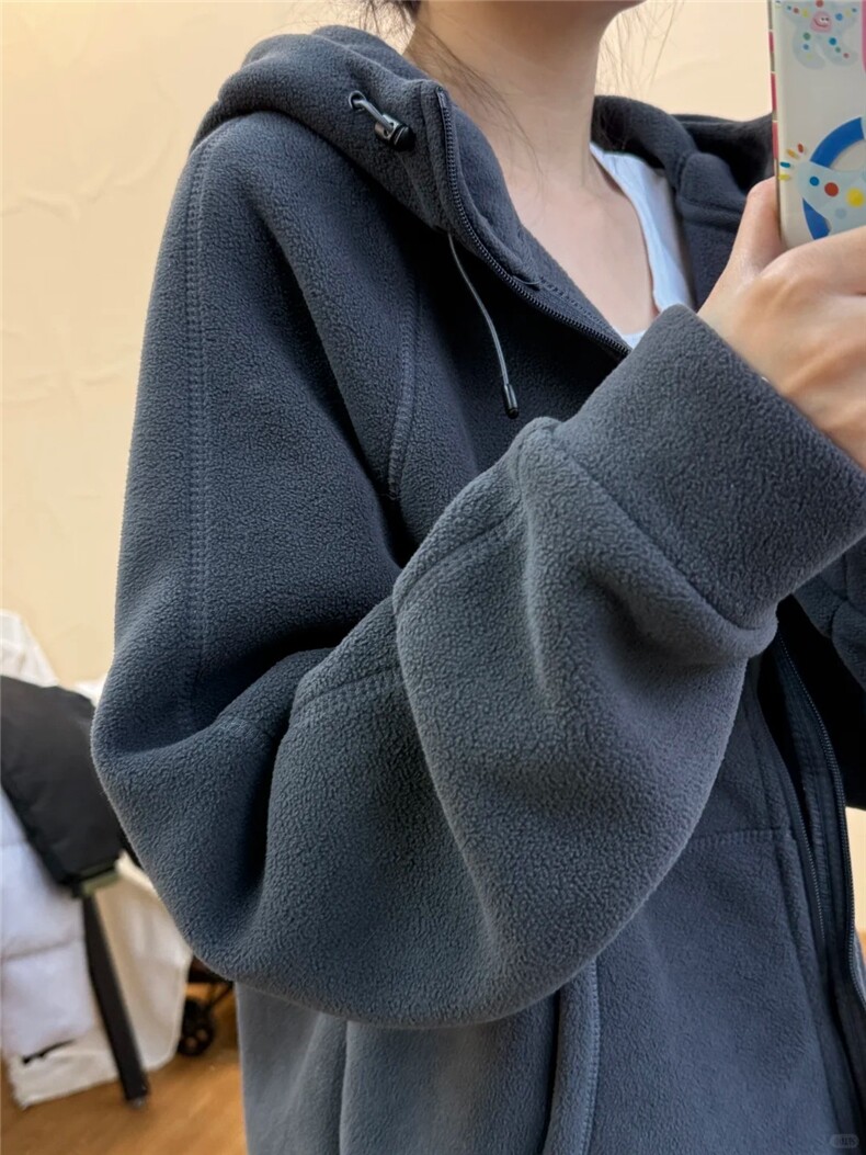 摇粒绒连帽拉链卫衣外套1302-GS02-P55成分100聚酯纤维,女装短外套,星座1302