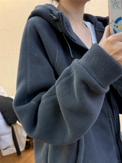 摇粒绒连帽拉链卫衣外套1302-GS02-P55成分100聚酯纤维，女装短外套，星座1302