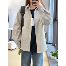 XX29-P35复古条纹长袖衬衣男春秋季高品质衬衫男女，男装衬衫，电商B323A