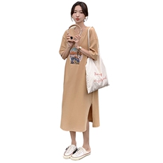 法式减龄慵懒风T恤连衣裙女2025夏季新款韩版宽松显瘦甜美长裙子，女装连衣裙，2C206