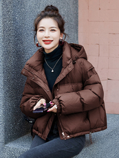 （bao款）90白鸭绒2024新款韩版时尚连帽短款羽绒服外套女，女装羽绒服，美沁