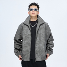 美式复古立领夹克潮牌皮衣夹克宽松外套A436-986-P95138，男装夹克，电商A436