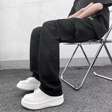 休闲裤男士韩版潮流高街帅气直筒牛仔裤2024夏季ins长裤K5272-P47，男装牛仔裤，星座412-2