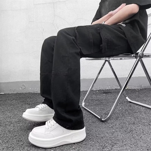 休闲裤男士韩版潮流高街帅气直筒牛仔裤2024夏季ins长裤K5272-P47图片