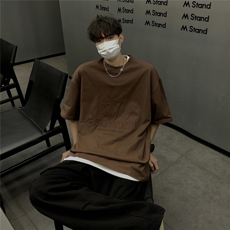 港风钢印多色大码短袖T恤男DT77781P28块特价控55：供抖音视频,男装T恤,星座227-7
