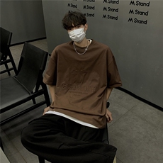 港风钢印多色大码短袖T恤男DT77781P28块特价控55：供抖音视频，男装T恤，星座227-7