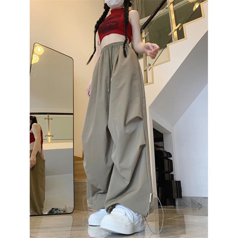 美式伞兵工装裤男秋季潮牌褶皱百搭直筒裤休闲阔腿裤子K0618-P43图片
