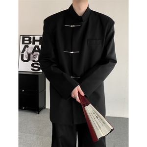 2025秋季新中式中山装立领金属扣西服结婚礼服休闲西装男女外套图片