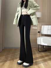 2025高腰微喇裤秋冬加长马蹄裤子高个子直筒喇叭裤加绒西装裤，女装休闲裤，云美莎专业女裤-全店现货