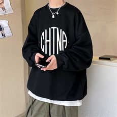 秋季港风男china字母印花圆领长袖套头大码卫衣A071-W557-P40，男装卫衣，电商A071