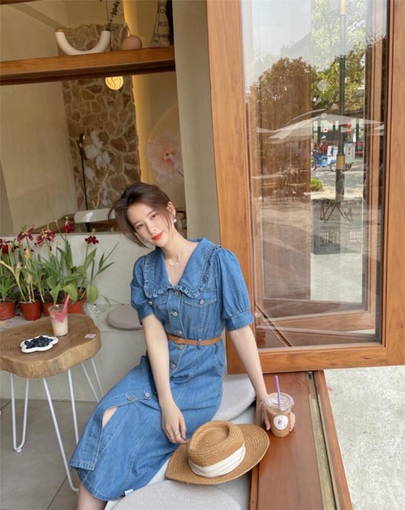 牛仔连衣裙，女装连衣裙，Ee·G