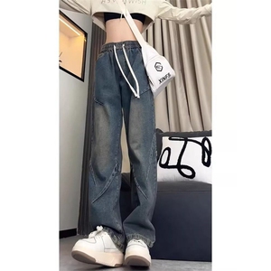 美式阔腿牛仔裤男款水洗怀旧复古直筒长裤子KF367常规P46加绒P52图片
