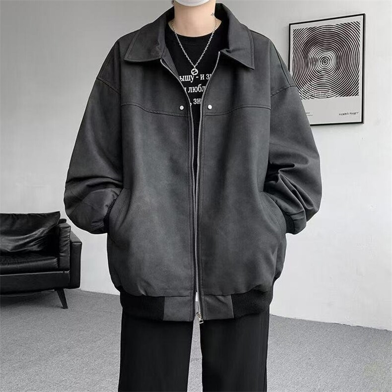 大码250斤复古痞帅皮衣外套男春秋冬PU皮夹克宽松大码皮夹克,男装皮衣,星座1210-1