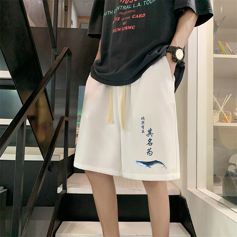 HD74261-P22华夫格短裤男大码宽松五分裤男直筒中裤,男装休闲裤,电商A040