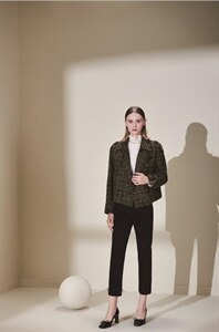 【现货】21秋冬新款复古格纹呢子大衣短款,其它,