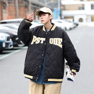 棉衣棒球服冬季加厚潮流外套情侣款美式菱形格棉服男士 W6327-P74图片